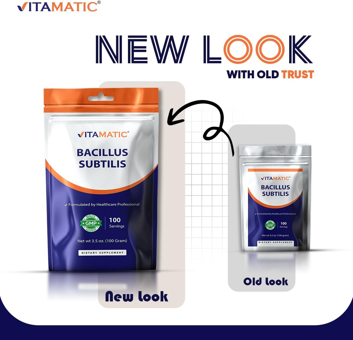 Vitamatic Bacillus Subtilis Pure Powder Probiotic Powder - 3.5 oz