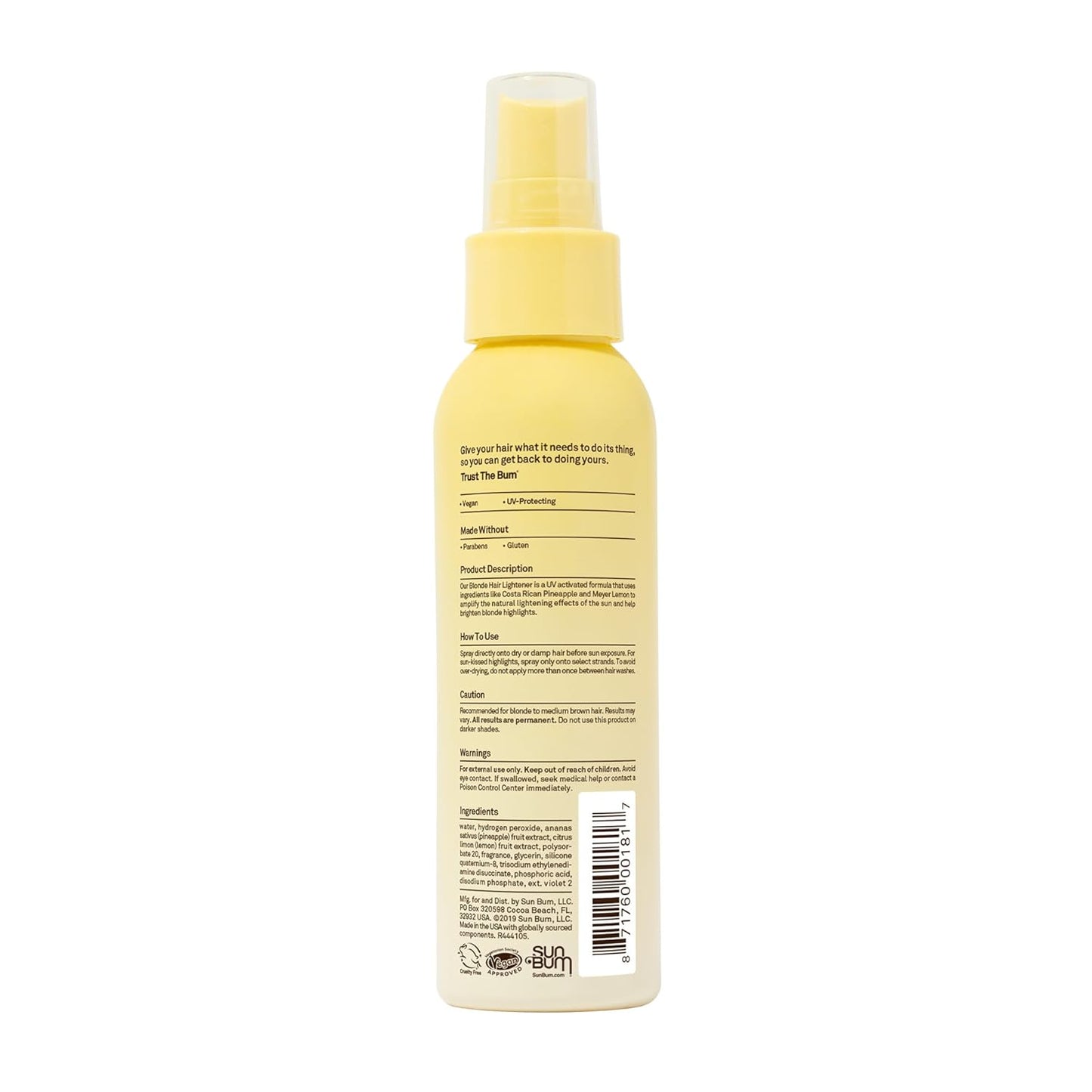 Sun Bum Blonde Formula Hair Lightener, Spray, Banana Scent, 4 oz
