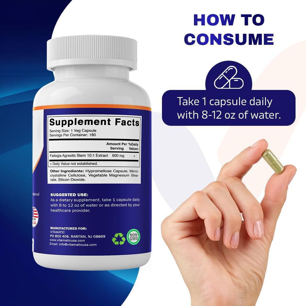 Vitamatic Fadogia Agrestis 10:1 Extract 600 mg - 180 Veg Capsules