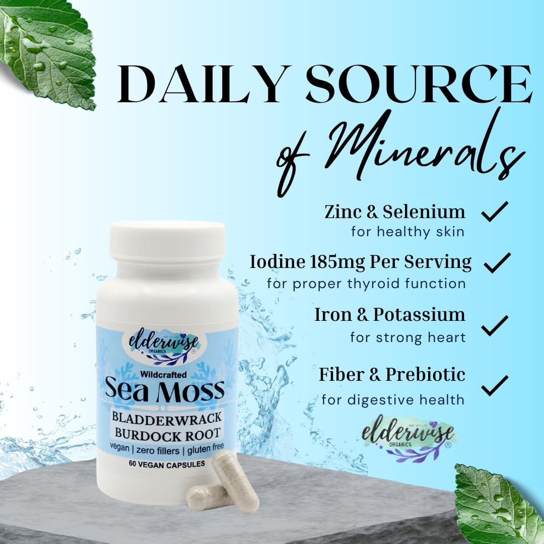 Elderwise Organics Sea Moss Capsules - 60 Vegan Capsules