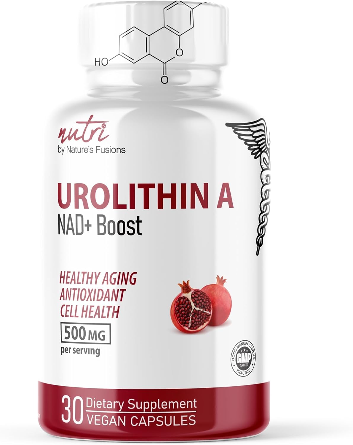 Nutri Urolithin A Supplement 500mg - Powerful NAD+ Boost, Antioxidant, Cell Repair - 3rd Party Tested 30 count