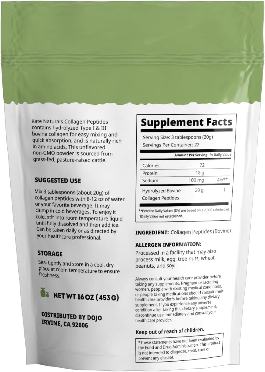 Kate Naturals Collagen Peptides Powder - 16oz