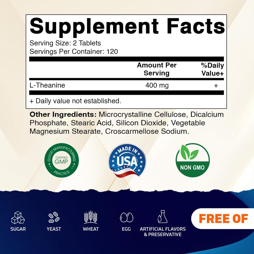 Vitamatic L-Theanine Supplement 400mg - 240 Tablets