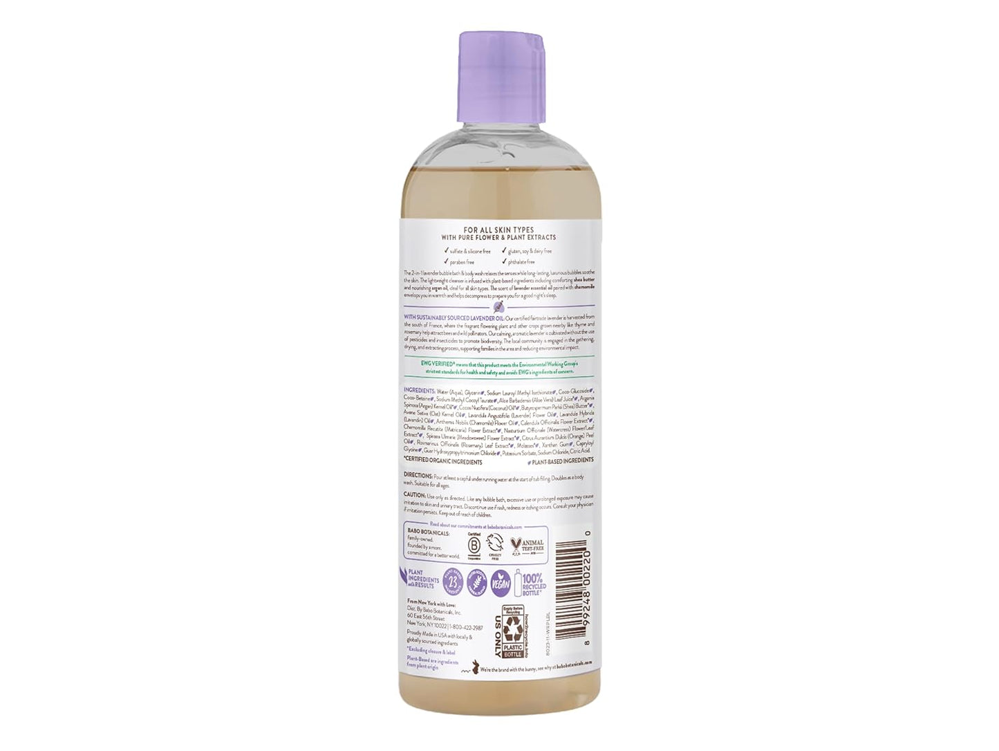 BABO Botanicals Calming Lavender 2-in-1 Bubble Bath & Wash - 15 fl oz