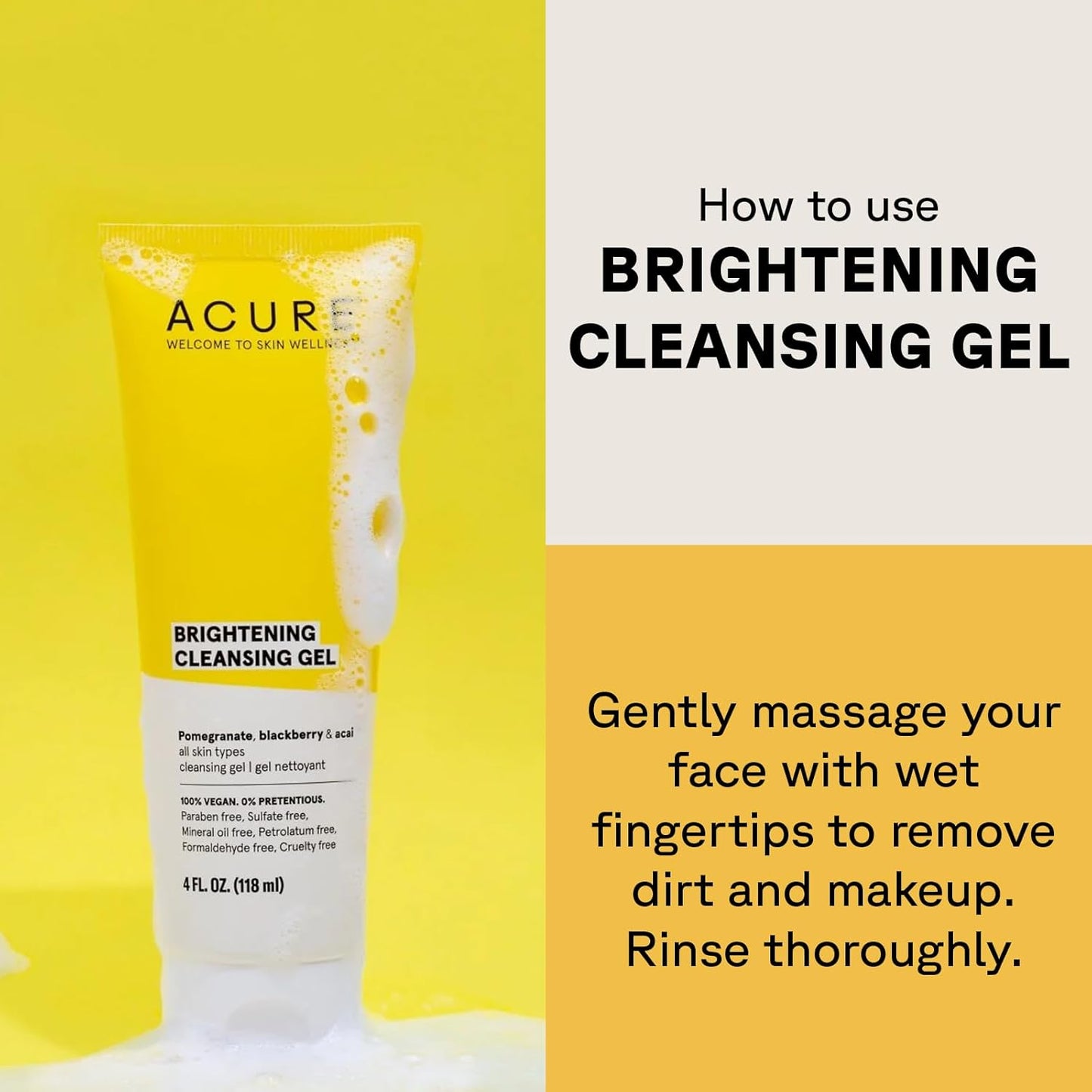 Acure Brightening Cleansing Gel - 4 Fl Oz