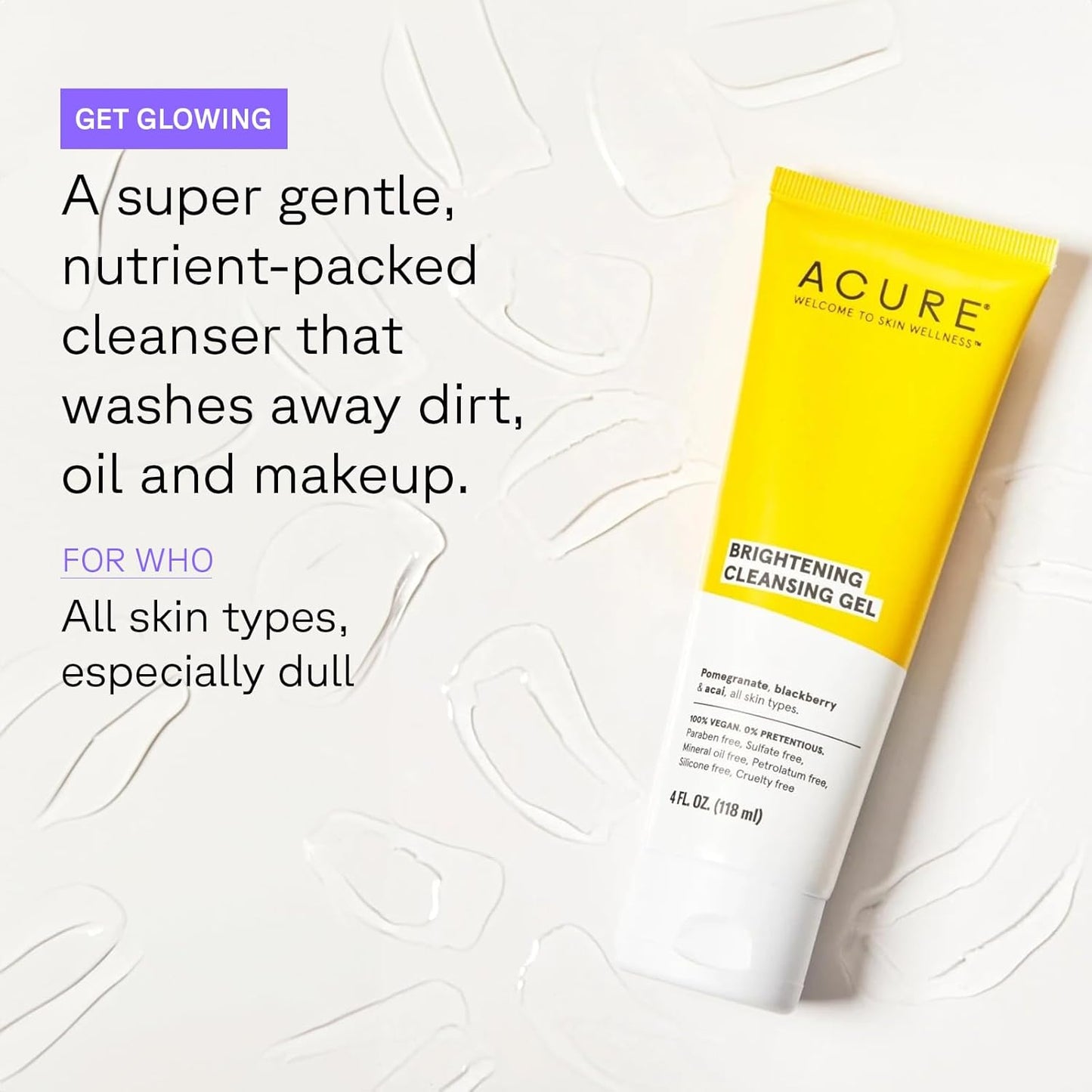 Acure Brightening Cleansing Gel - 4 Fl Oz