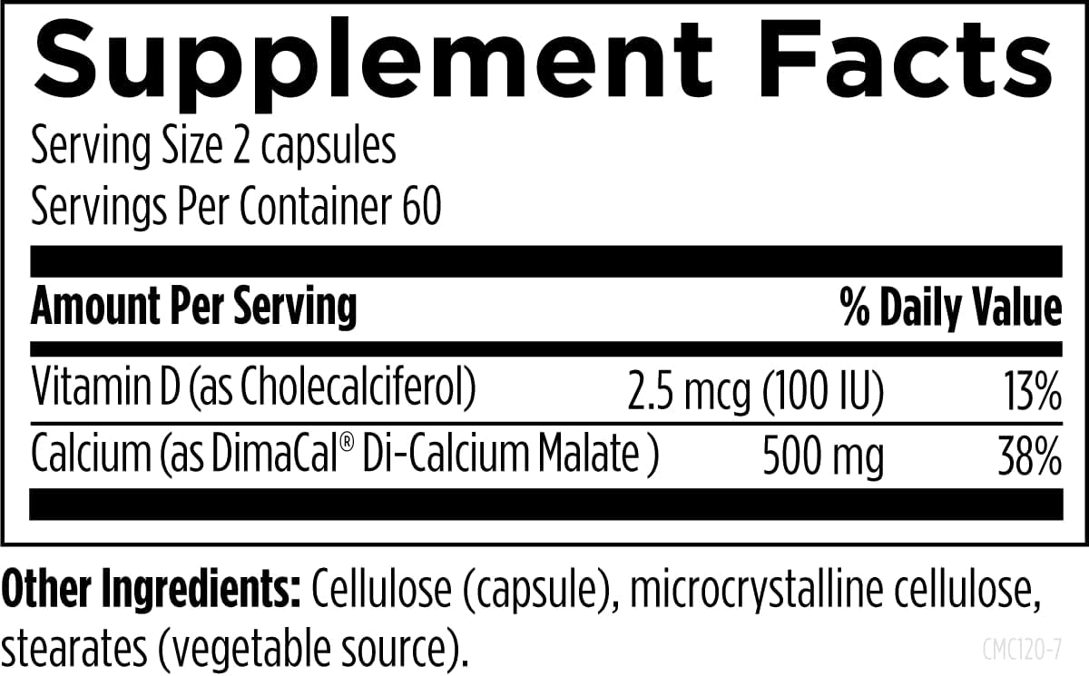 Designs for Health Calcium Malate - 500mg 120 Capsules