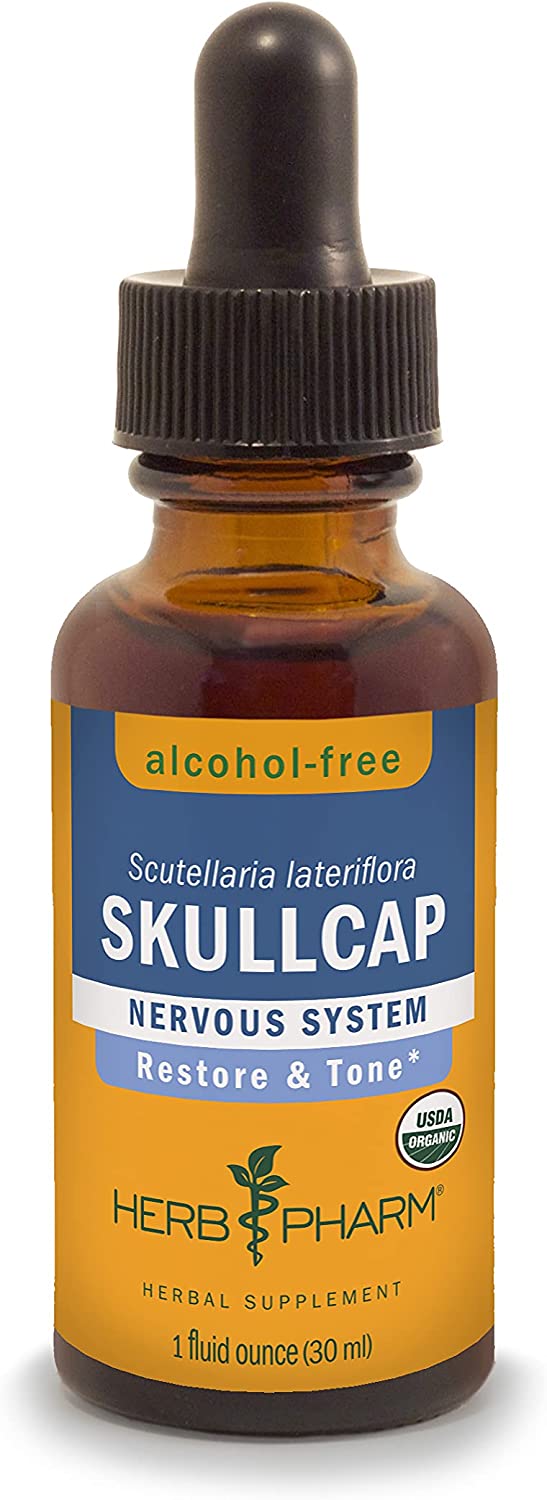 Herb Pharm Certified Organic Skullcap Liquid Extract for Nervous System Support, 1 Fl Oz