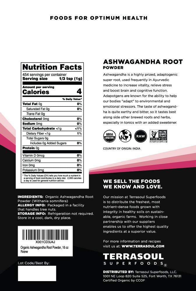 Terrasoul Superfoods Organic Ashwagandha Root Powder