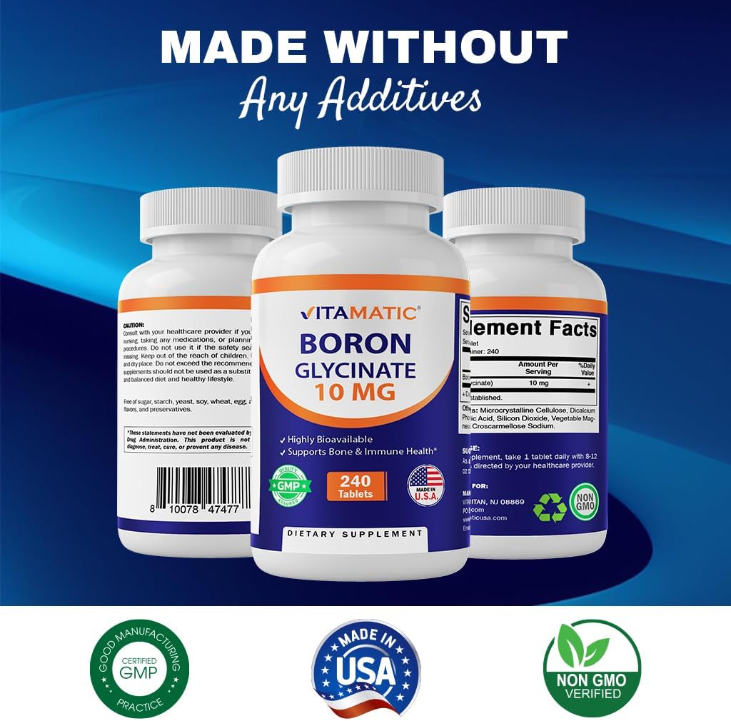 Vitamatic Chelated Boron (as Glycinate) 10mg - 240 Tablets