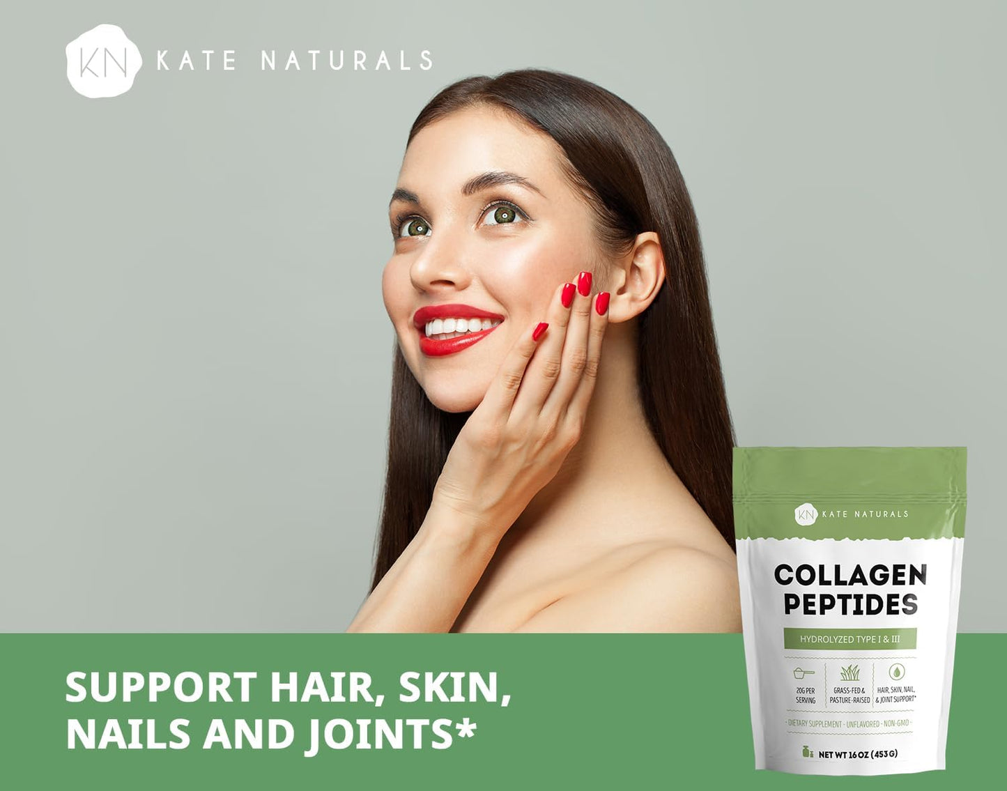 Kate Naturals Collagen Peptides Powder - 16oz