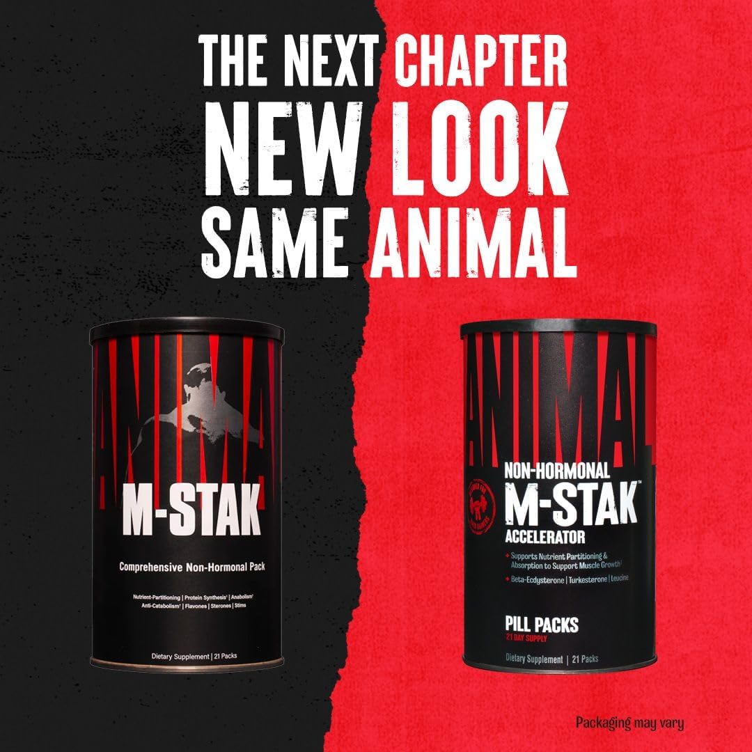 Animal M-Stak - Non-Hormonal Hard Gainers Muscle Building Stack with Energy Complex - 21 Count