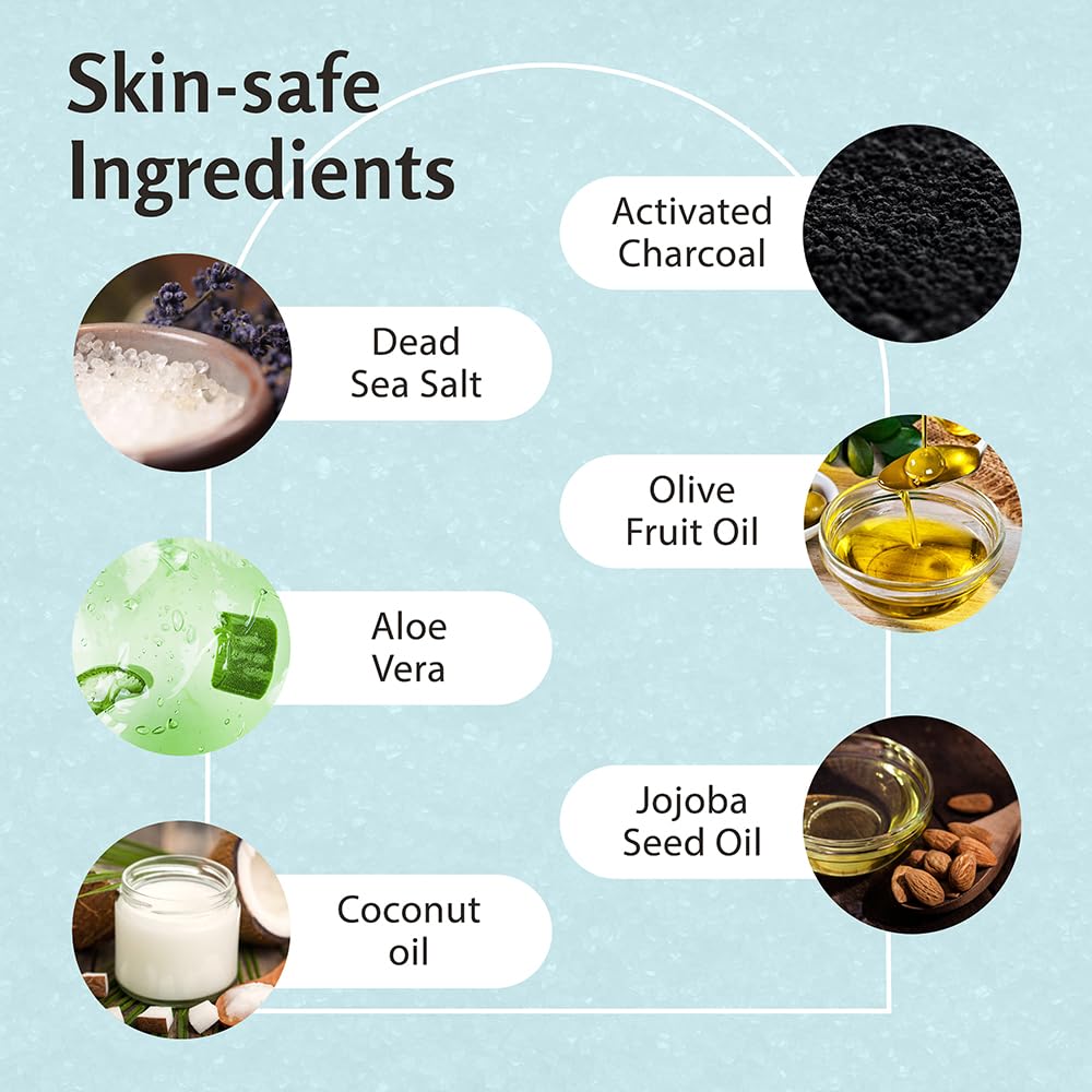 Charcoal Scrub Face Foot & Body Exfoliator Infused with Collagen and Stem Cell