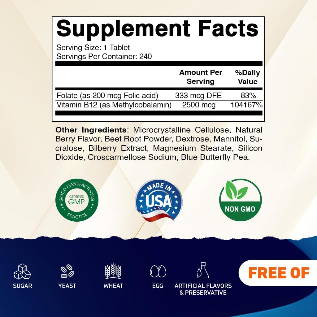 Vitamatic Methyl B12 2500 mcg – 240 Fast Dissolve Tablets