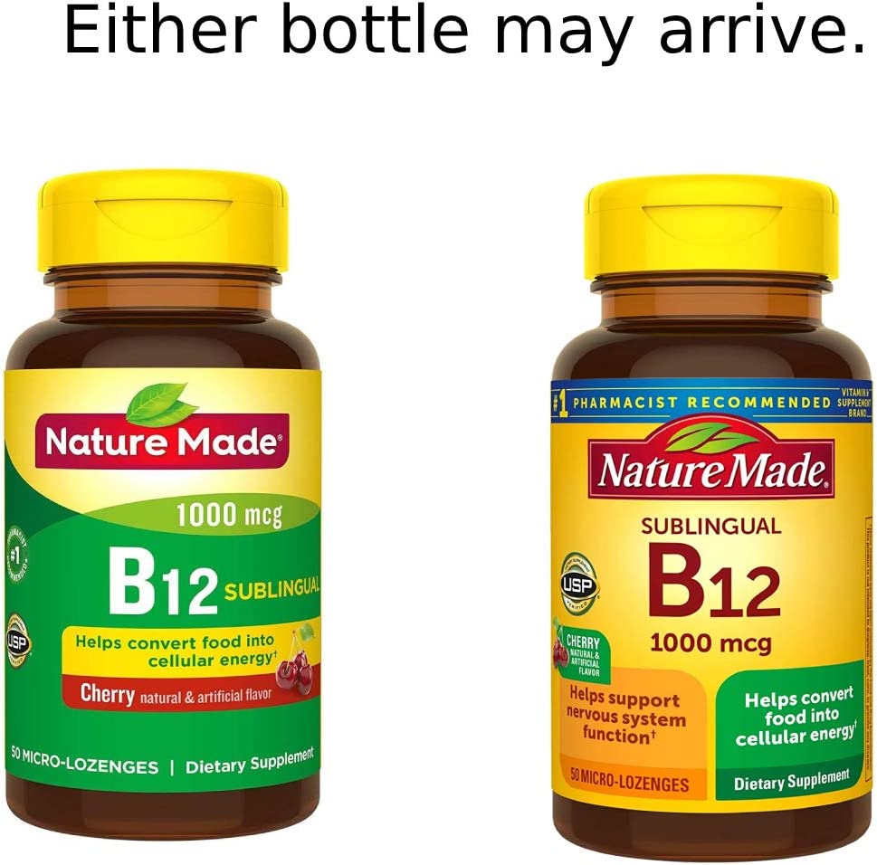 Nature Made B-12 1000 mcg Micro-Lozenges Cherry Flavor 50 ea (Pack of 2)