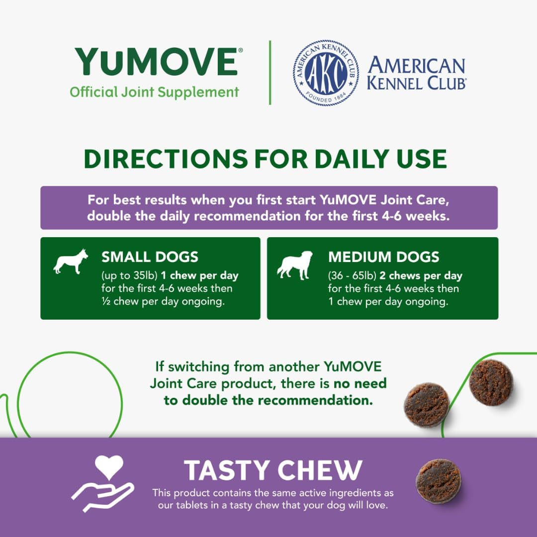 YuMOVE Daily Chews | Hip and Joint Supplement Green Lipped Mussel 60 Chews