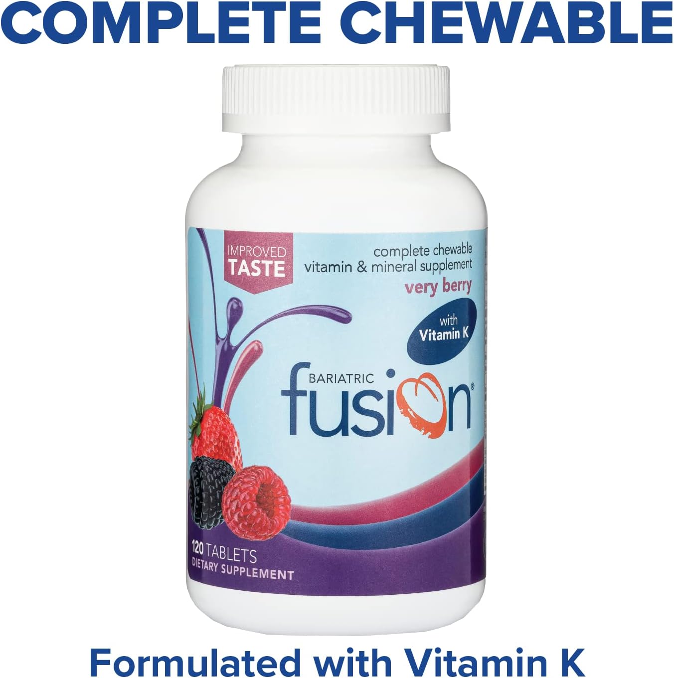Bariatric Fusion Very Berry Complete Chewable Multivitamin with Iron and Vitamin K- 120 Tablets