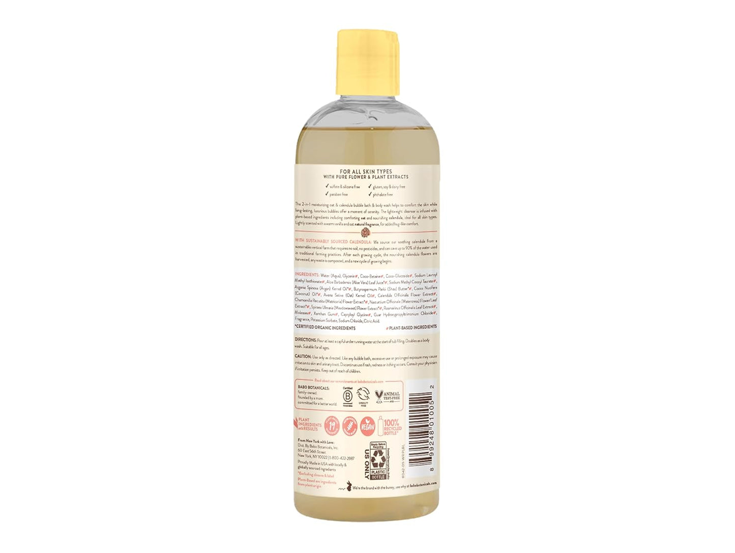 Babo Botanicals Moisturizing Oat & Calendula 2-in-1 Bubble Bath & Wash -15 fl oz