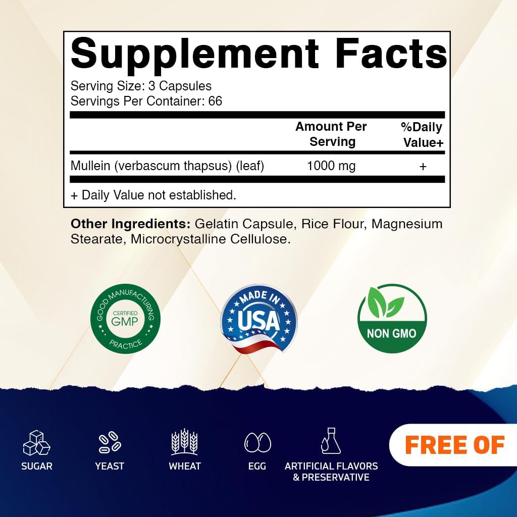 Vitamatic Mullein Leaf 1000mg - 200 Capsules