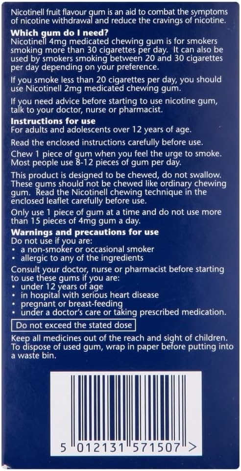 Nicotinell Fruit Gum 4mg (96 Pieces), Stop Smoking Aid