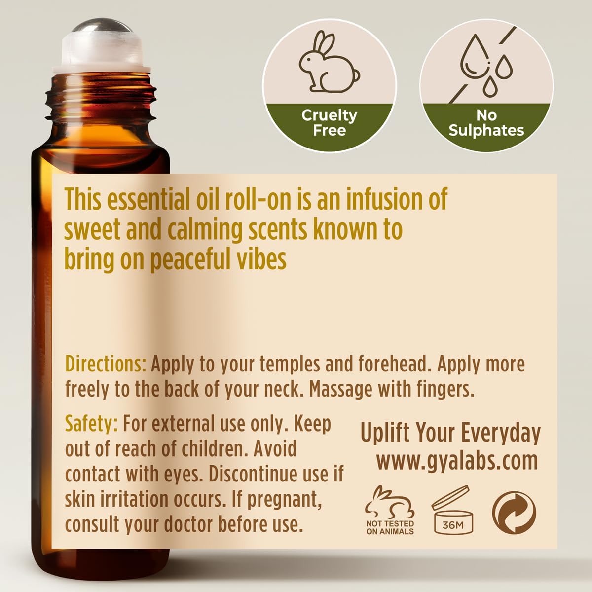 Gya Labs Peace Essential Oil Roll-On - Sweet, Soothing Scent