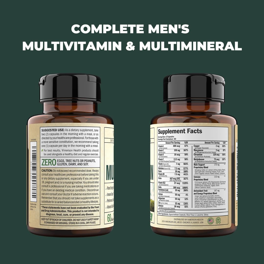 Multivitamin for Men - Daily Mens Multivitamins & Multiminerals 60 count