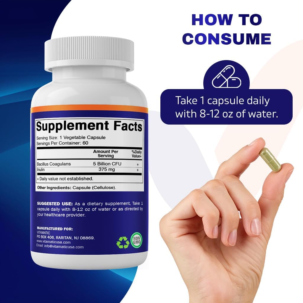 Vitamatic Bacillus Coagulans Shelf Stable Probiotic Supplement - 60 Vegetable Capsules