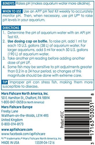 API pH UP Freshwater Aquarium Water pH Raising Solution for fish,4-Ounce Bottle, Brown
