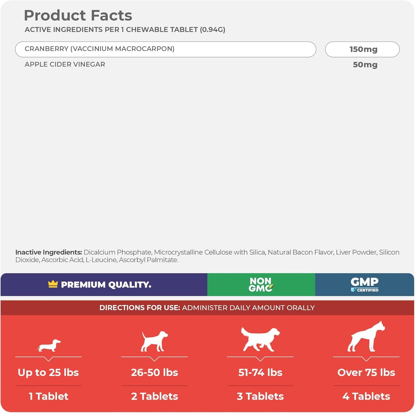 Coco and Luna Cranberry for Dogs - Urinary Tract Support,120 chewable Tablets