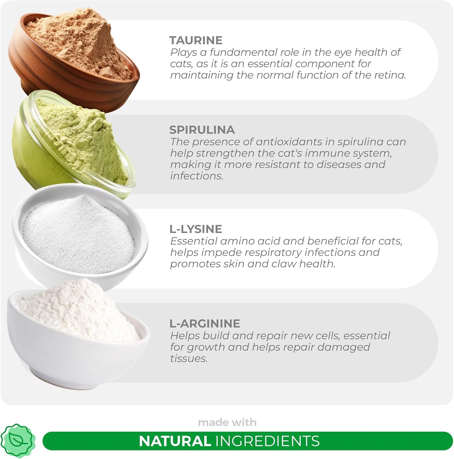 Multivitamin for Cats - 4oz Powder - L-Lysine, Taurine, and Spirulina