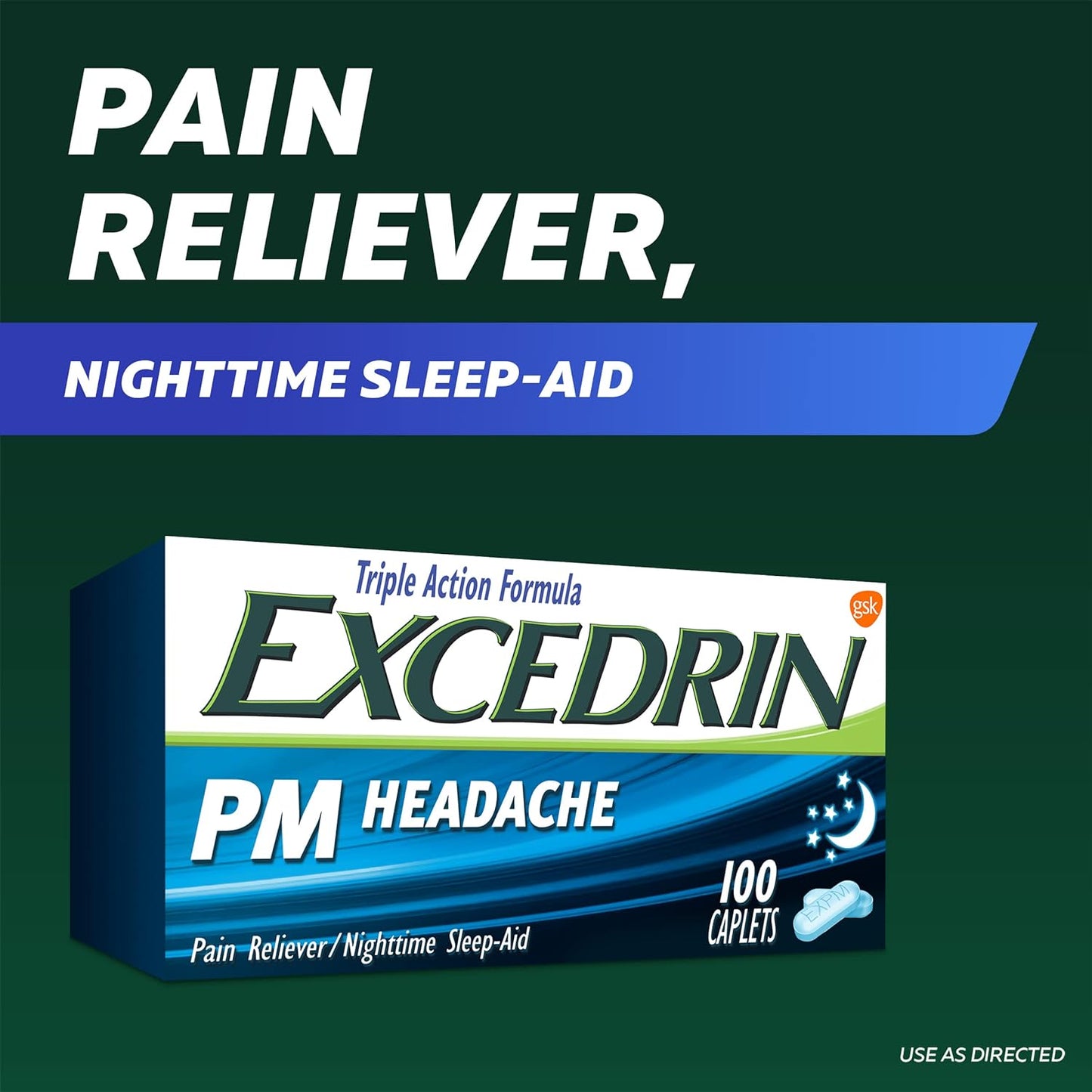Excedrin PM Sleep Aid with Headache Relief Caplets - 100 Count