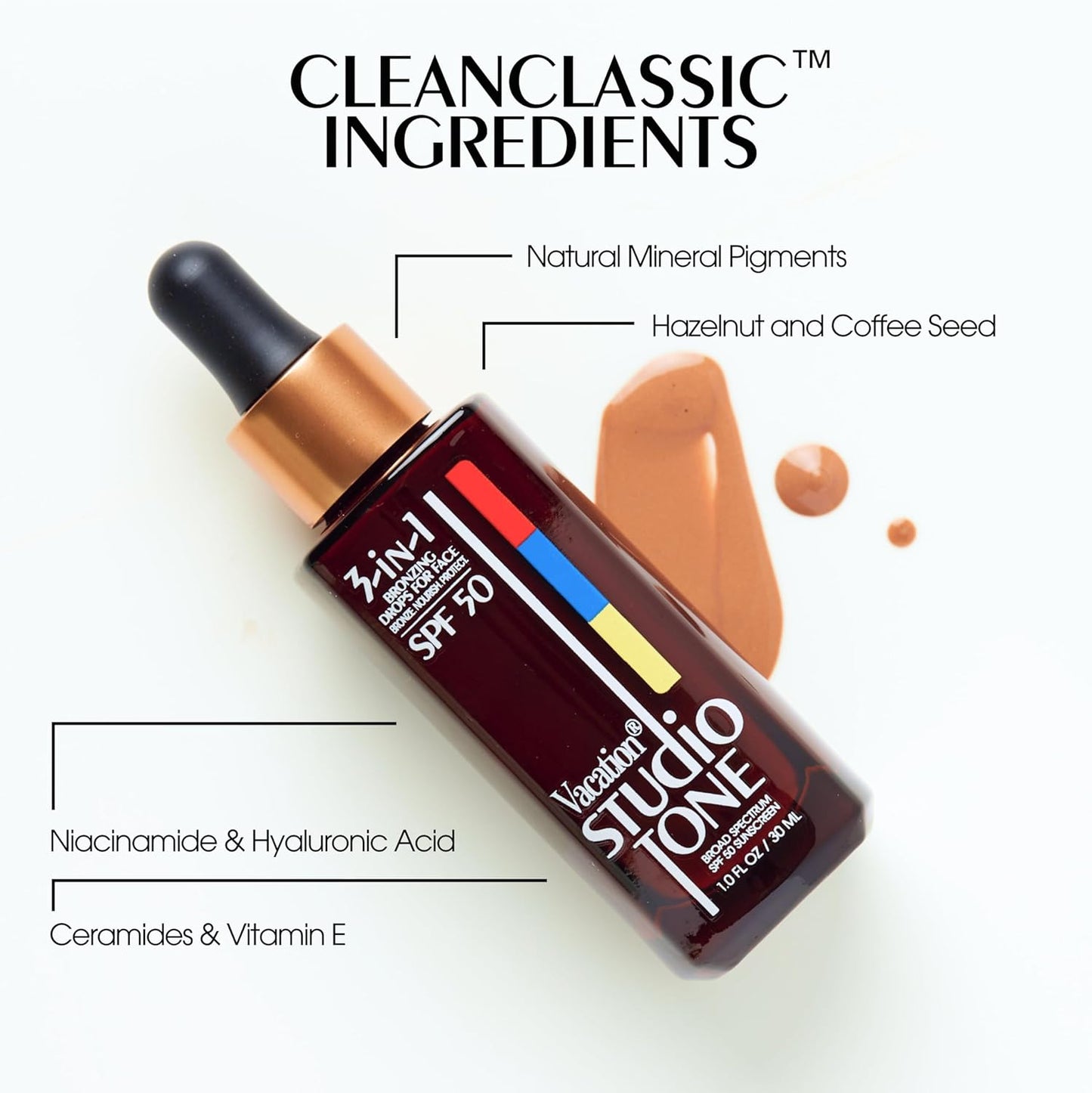 Vacation Studio Tone SPF 50 Sunscreen Bronzing Drops For Face,1 Fl. Oz.