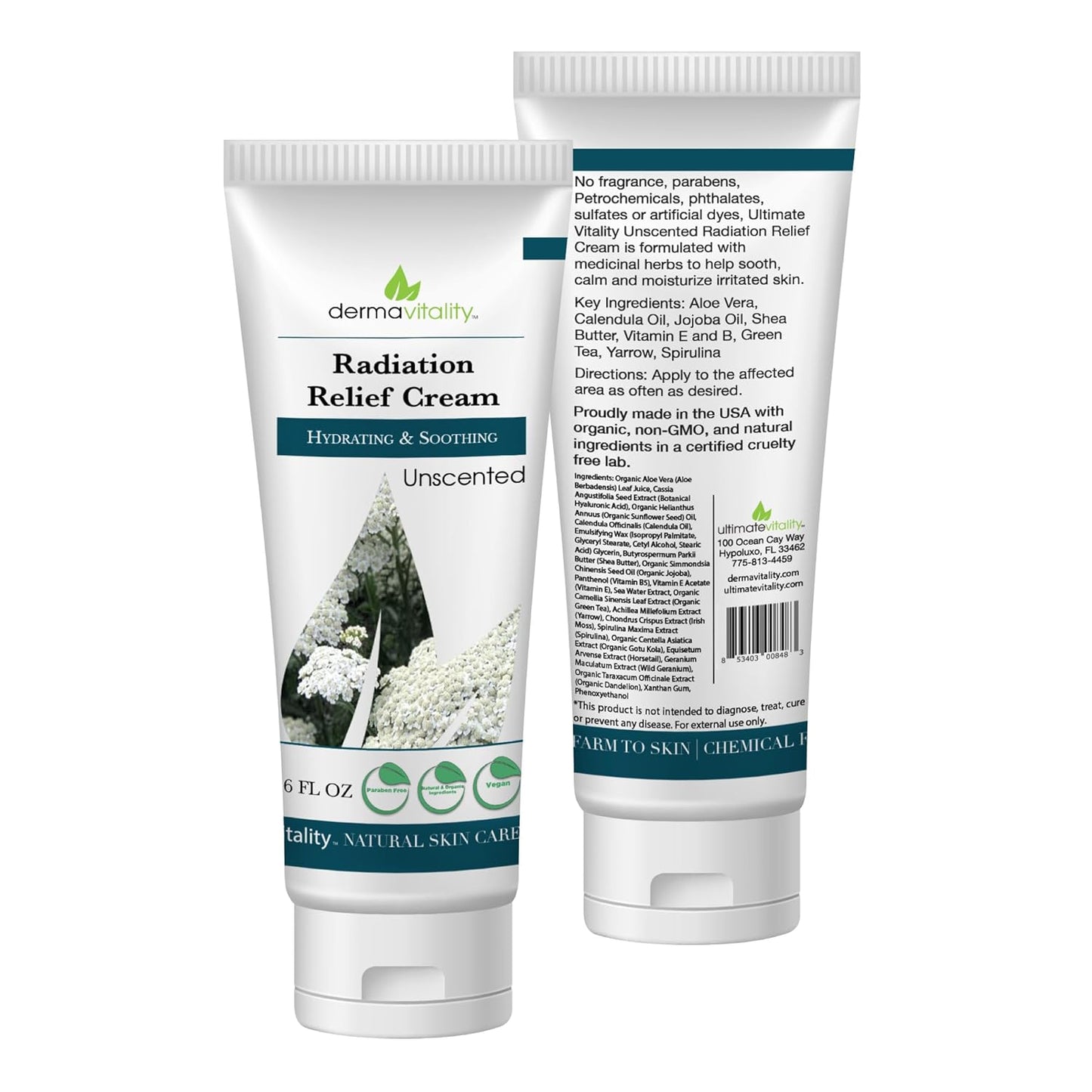 UltimateVitality Unscented Radiation Burn Relief Cream – 6 ounces