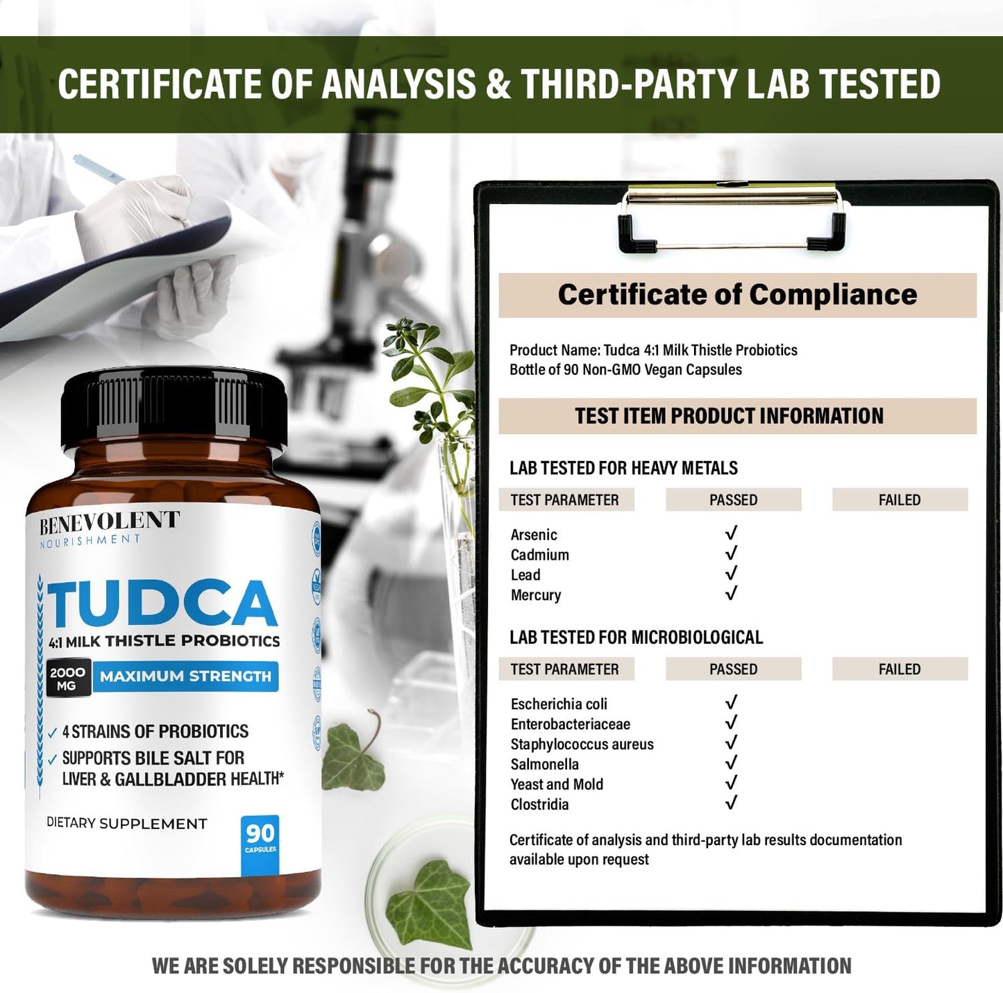 2000mg TUDCA Bile Salts Supplement Complex - 90 capsules