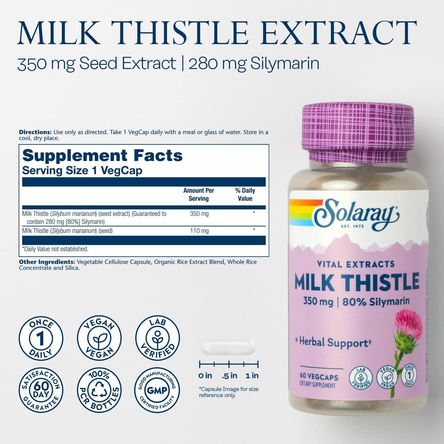 SOLARAY Milk Thistle Seed Extract One Daily 60 count