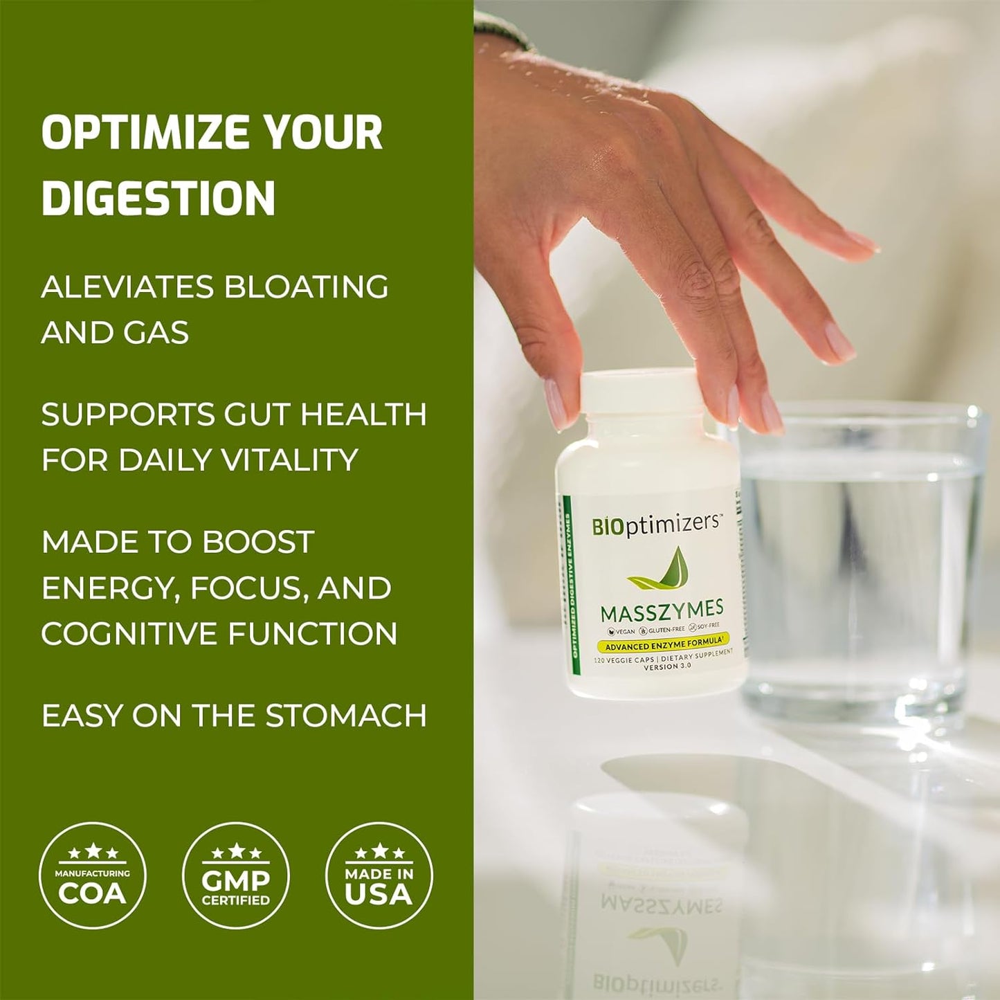 BiOptimizers - MassZymes 3.0 with AstraZyme - Digestive Enzyme Supplement 30 Capsules