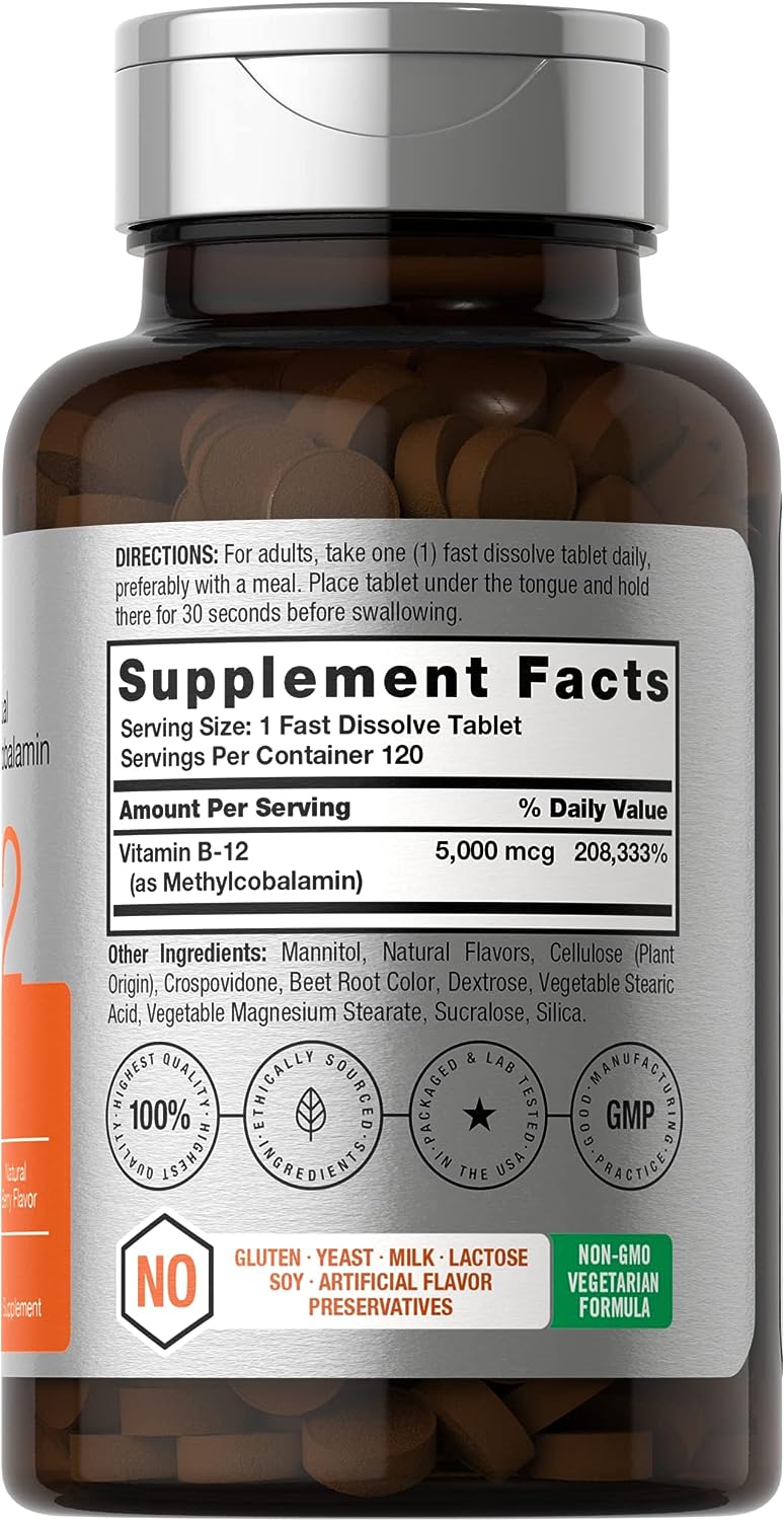 B12 Sublingual Methylcobalamin 120 Fast Dissolve Tablets