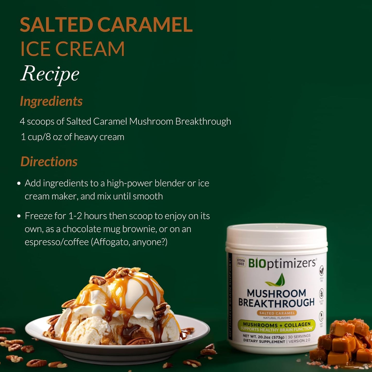 BiOptimizers – Mushroom Breakthrough - Salted Carame -286 g