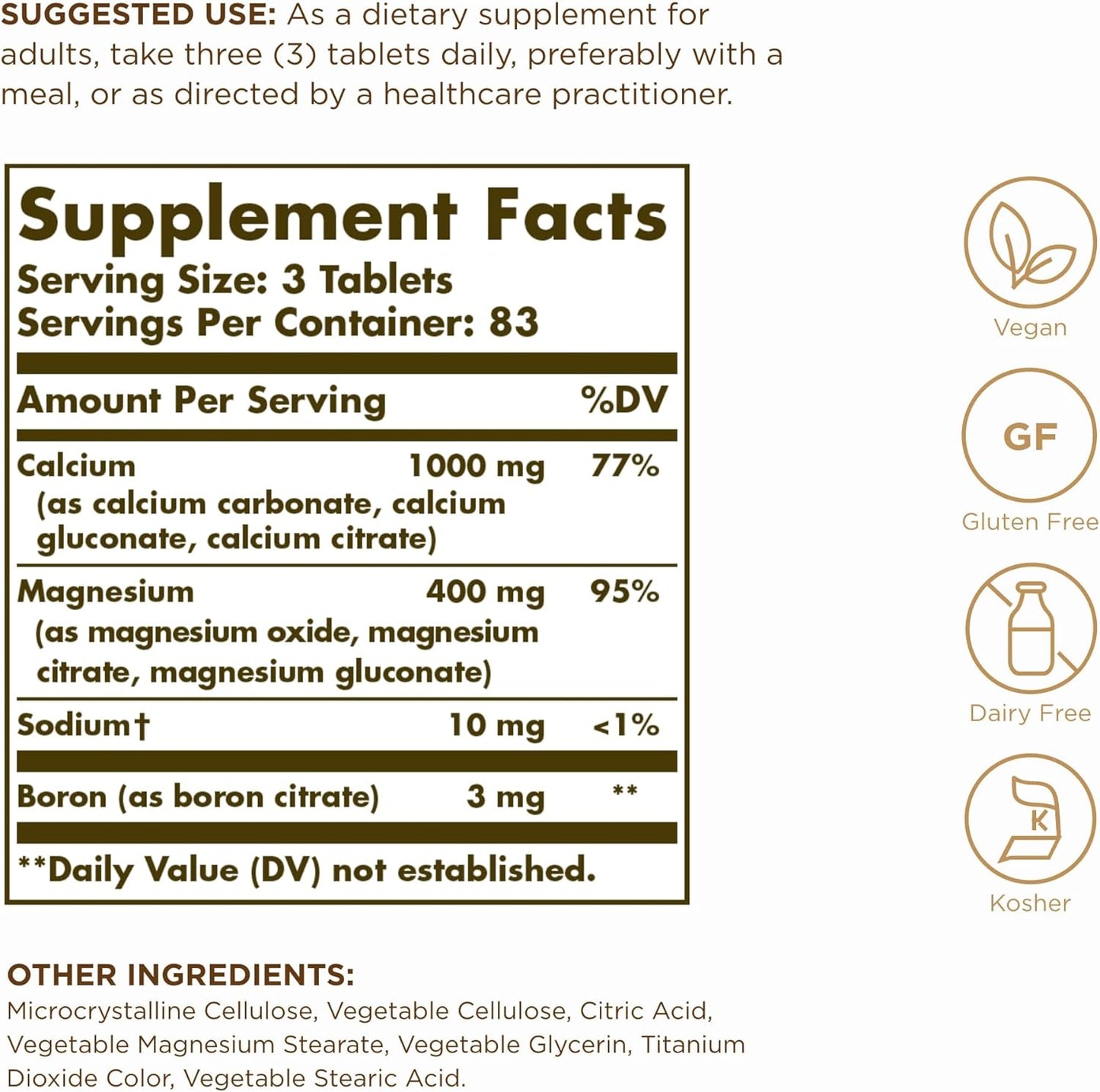 Solgar Calcium Magnesium Plus Boron - 250 Tablets
