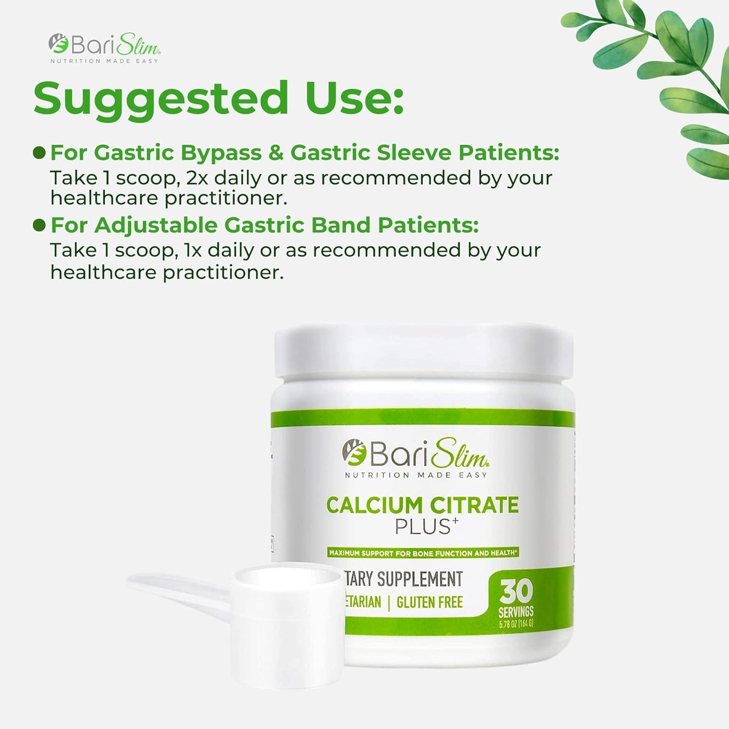 BariSlim Bariatric Calcium Citrate Plus Powder 30 Servings