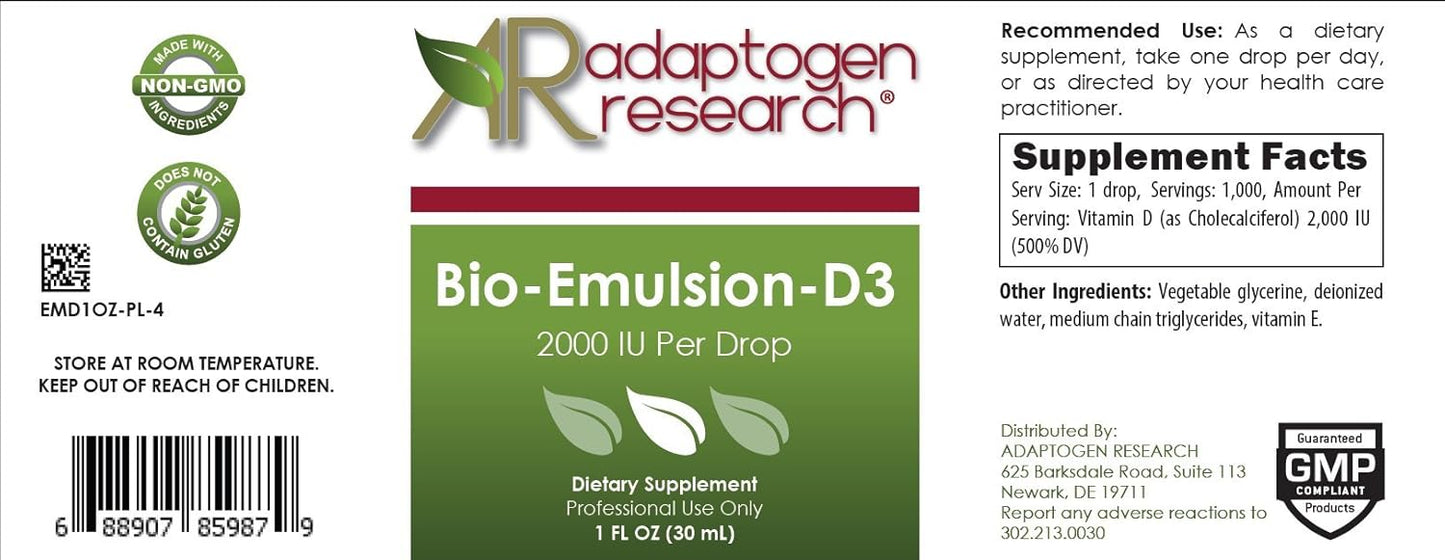 Bio-Emulsion-D3 - 2000IU Per Drop Emulsified Liquid Vitamin D - 1fl oz