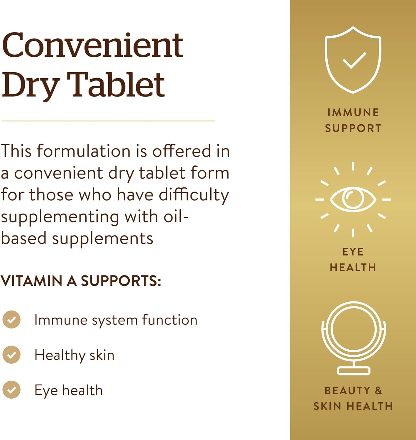 Solgar Dry Vitamin A 1500 mcg (5000 IU), 100 Tablets