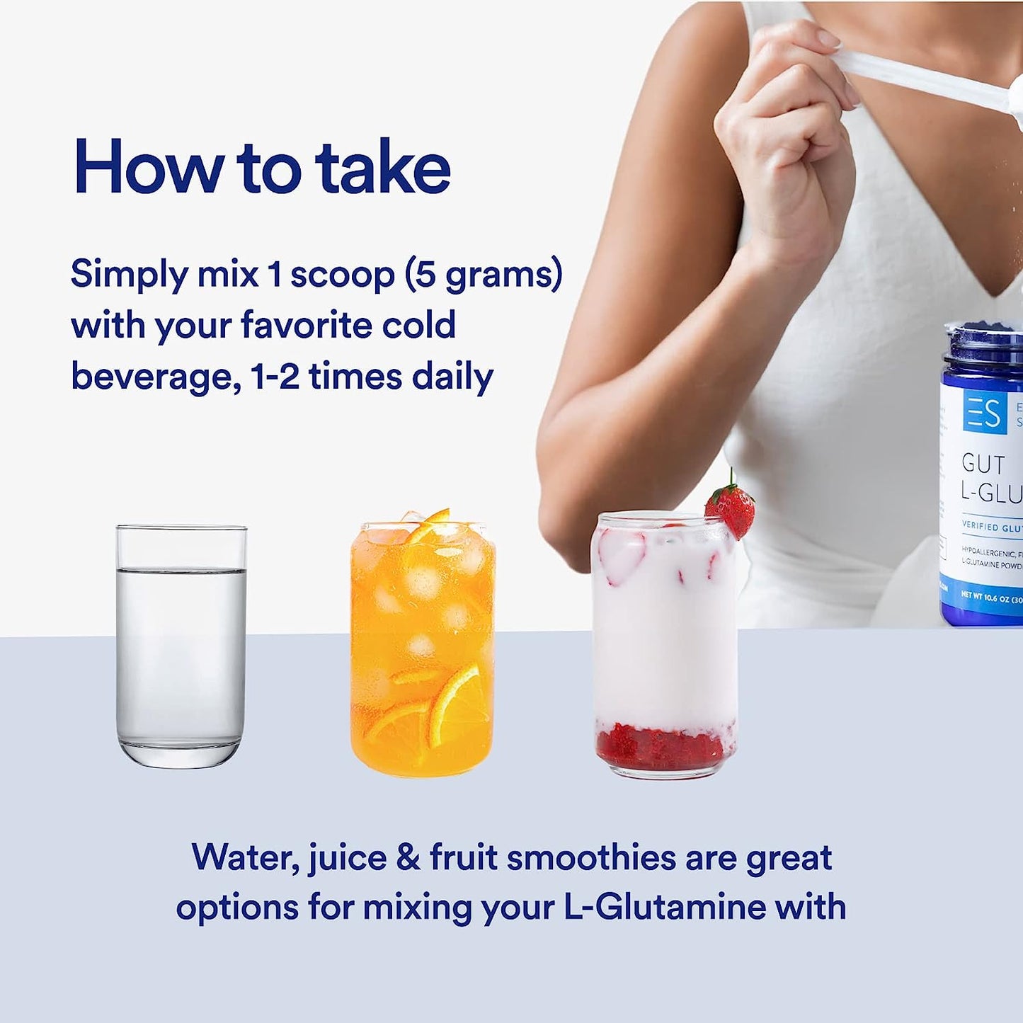 Essential Stacks Gut L-Glutamine Powder Pure L Glutamine Powder for Leaky Gut, Bloating & Gut Health
