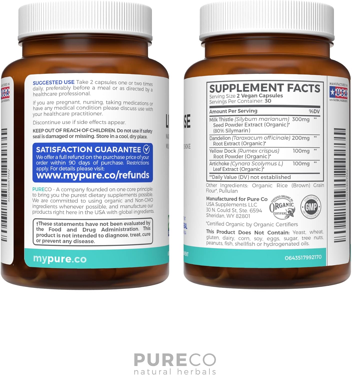 Organic Liver Cleanse Detox & Repair Milk Thistle Extract 60 Capsules