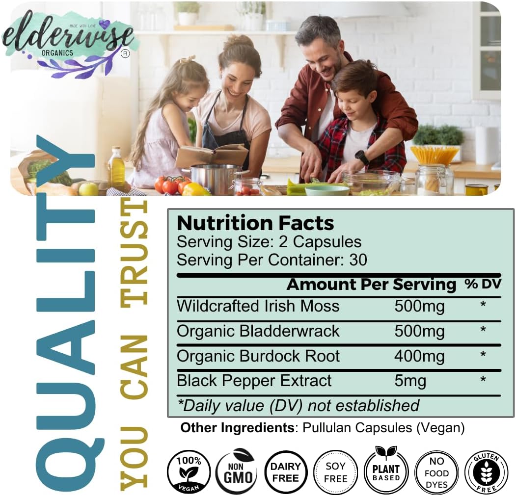 Elderwise Organics Sea Moss Capsules - 60 Vegan Capsules