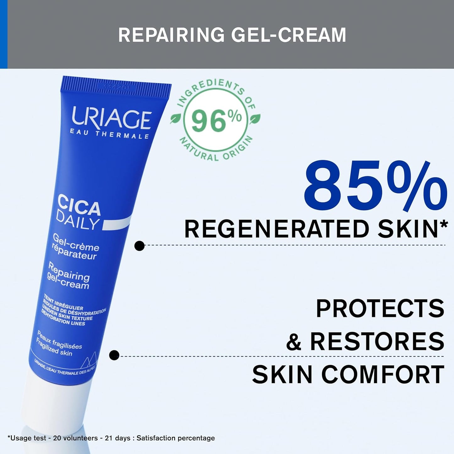 URIAGE Cica-Daily Repairing Gel-Cream for Face - 1.35 oz