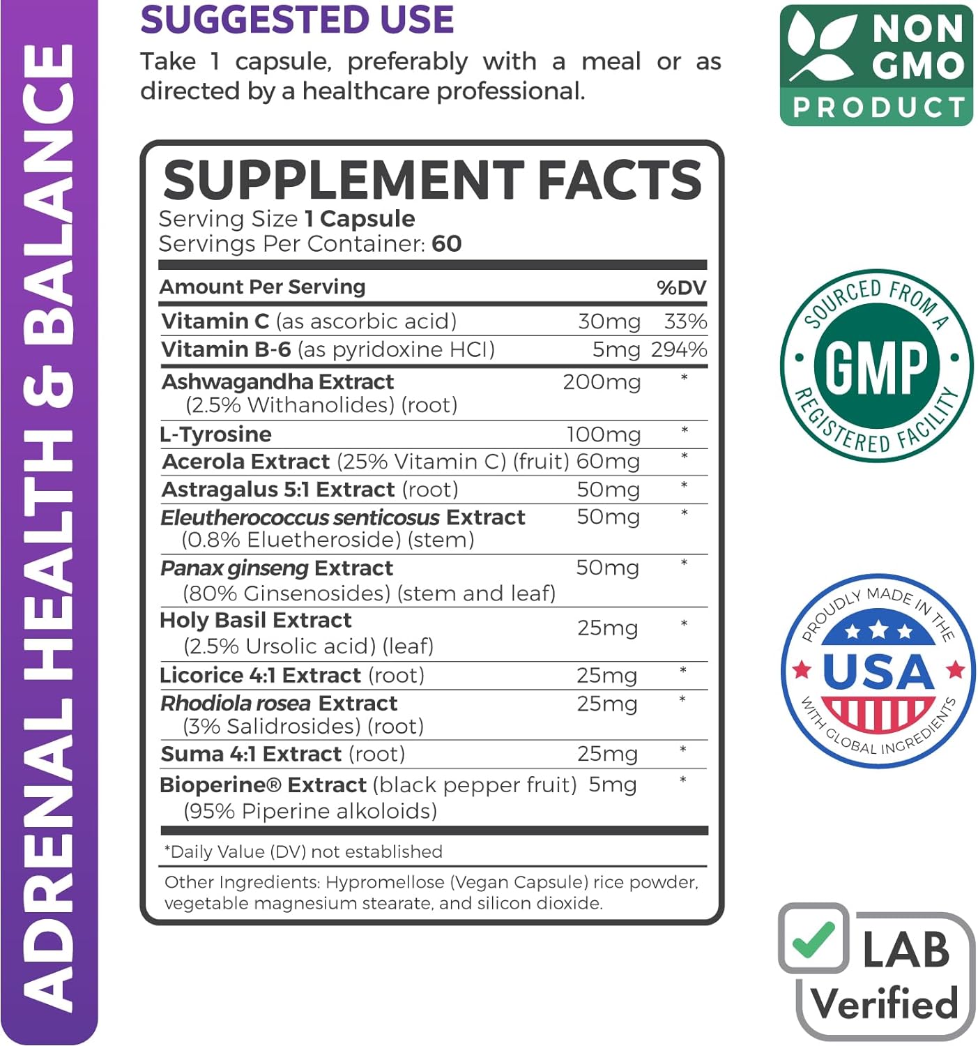 Adrenal Support & Cortisol Manager Powerful Adrenal Health 60 Capsules