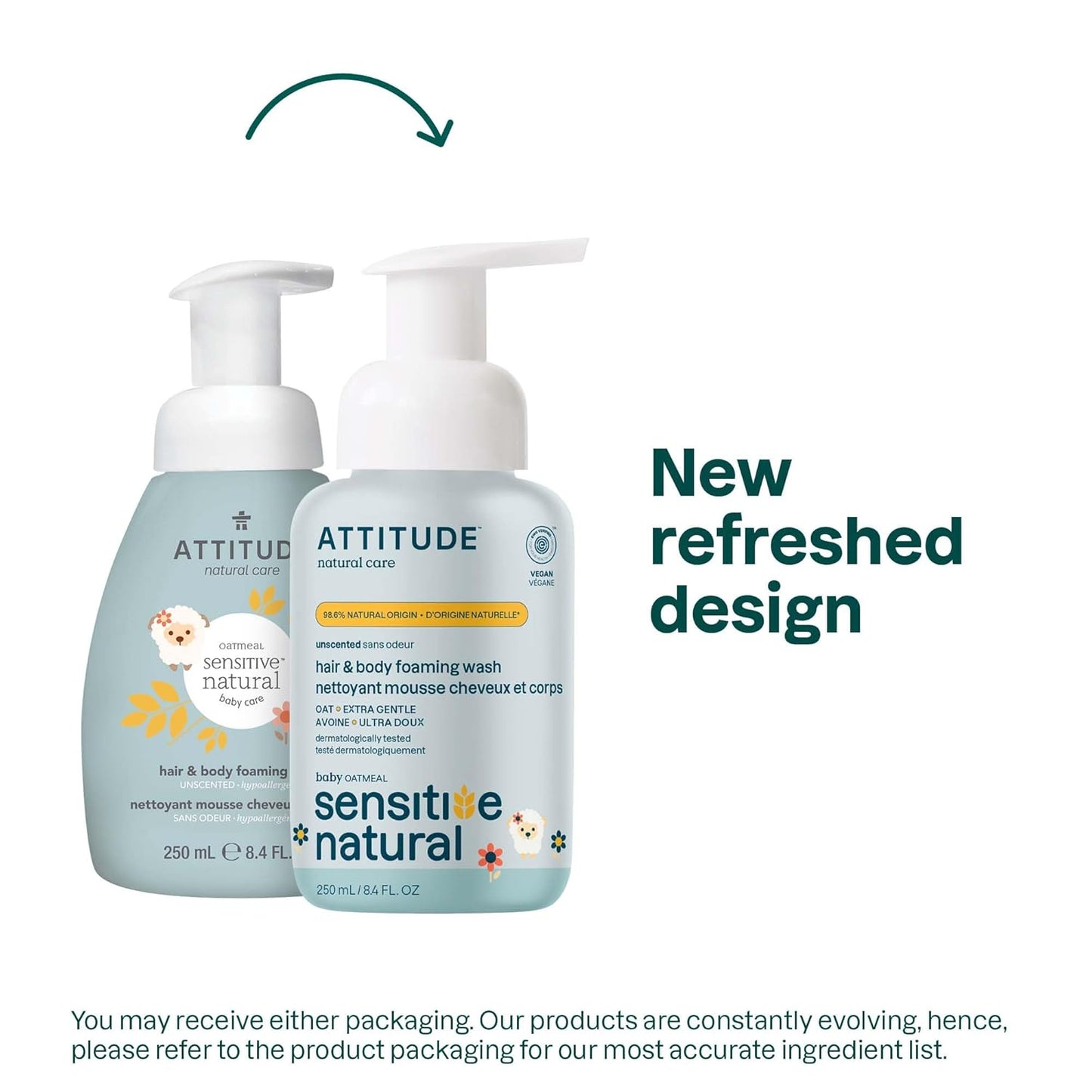 ATTITUDE 2-in-1 Shampoo and Body Wash for Baby,8.4 Fl Oz