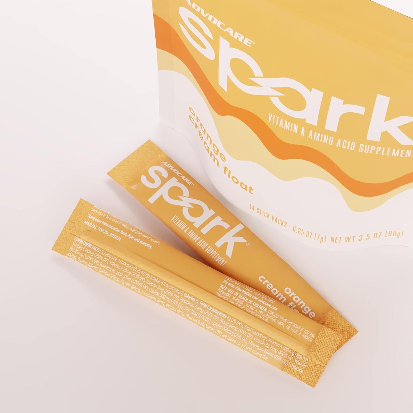 AdvoCare Spark Vitamin & Amino Acid Supplement -Orange Cream Float, 14 Stick Packs