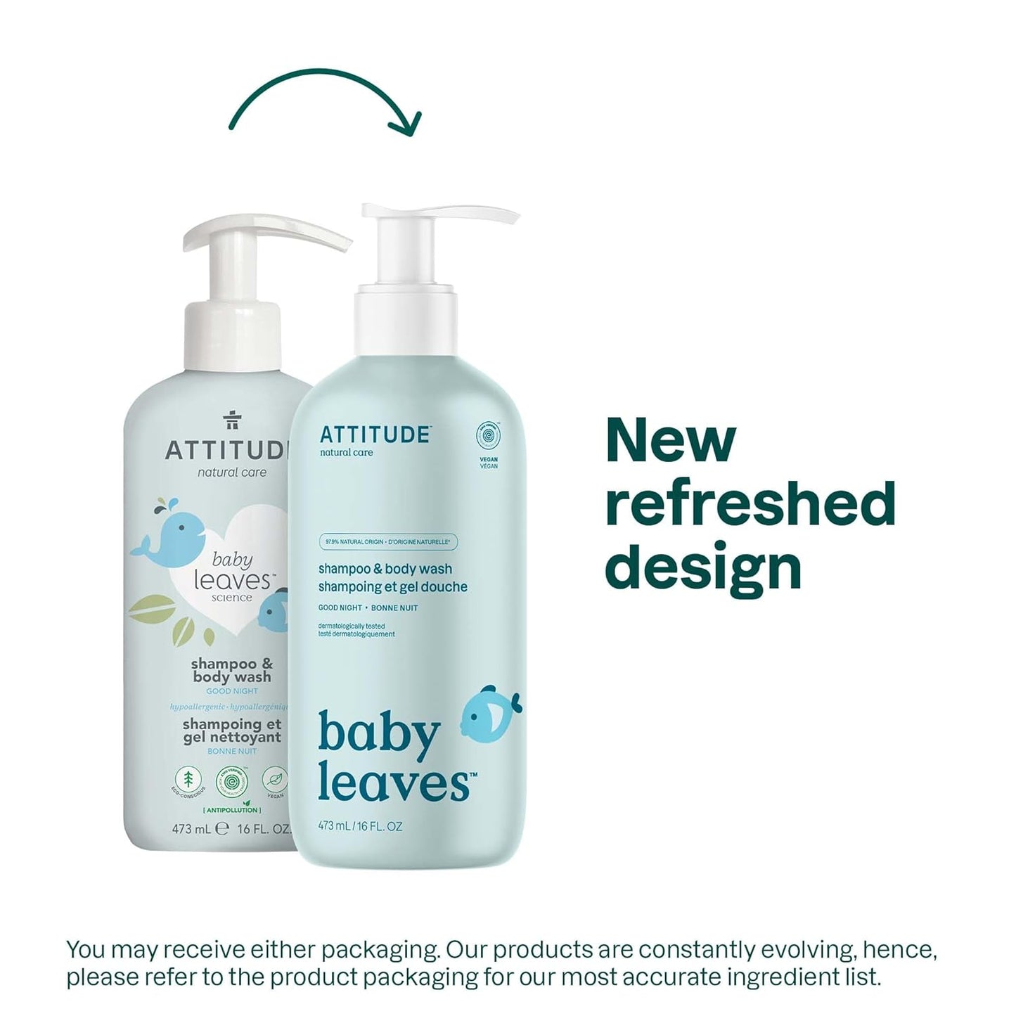ATTITUDE 2-in-1 Shampoo and Body Wash for Baby -16 Fl Oz